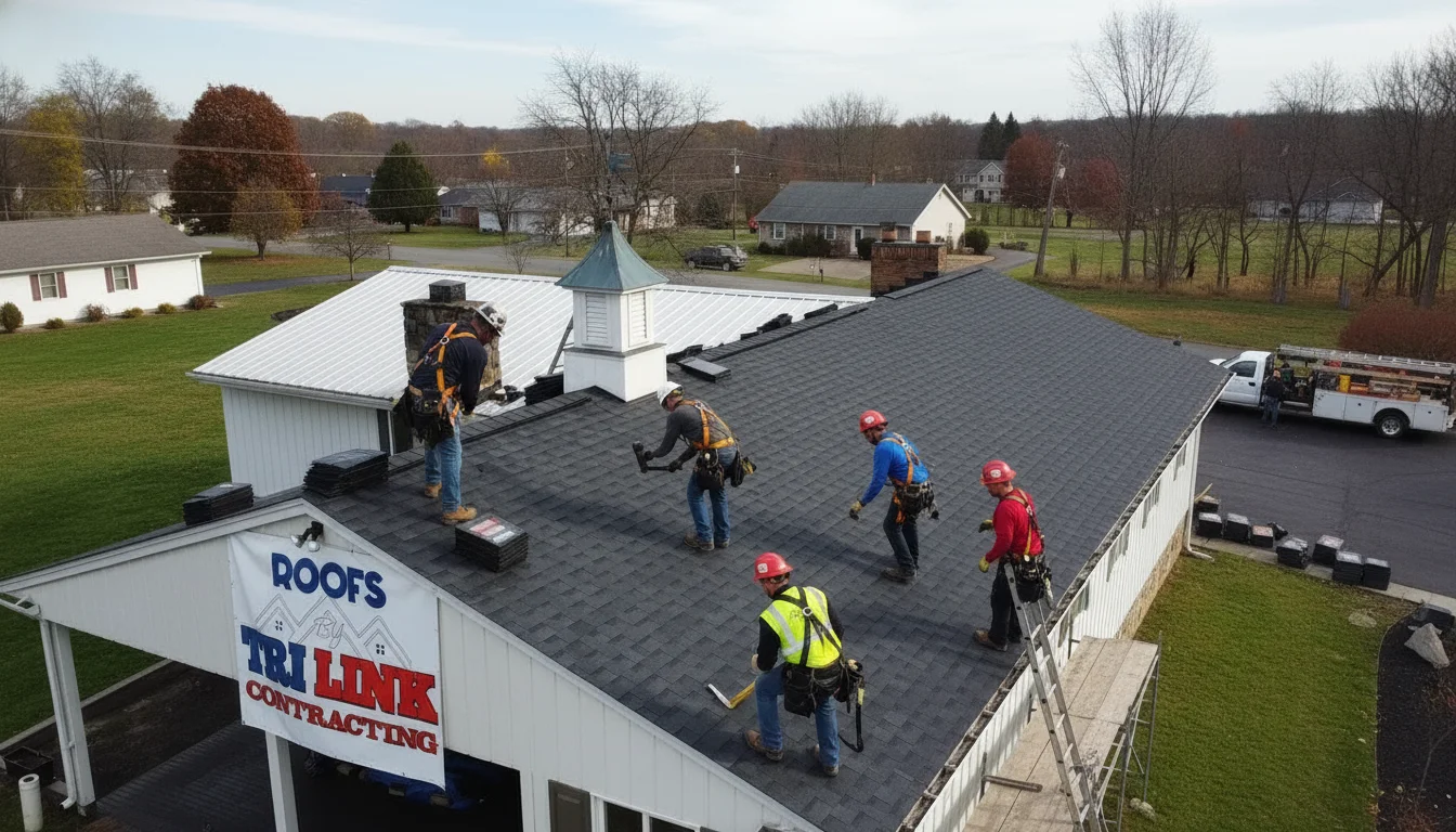 Homeowner shaking hands with a professional roofing contractor - Tri-Link Contracting PA, WV, OH