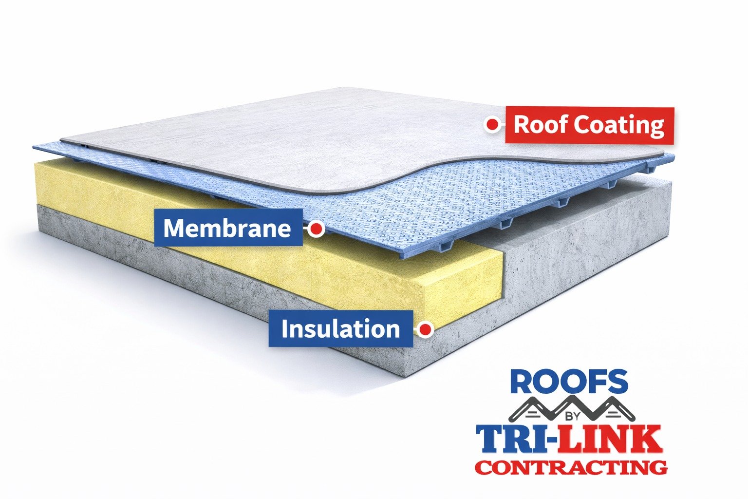 Cross-section of a commercial flat roof assembly