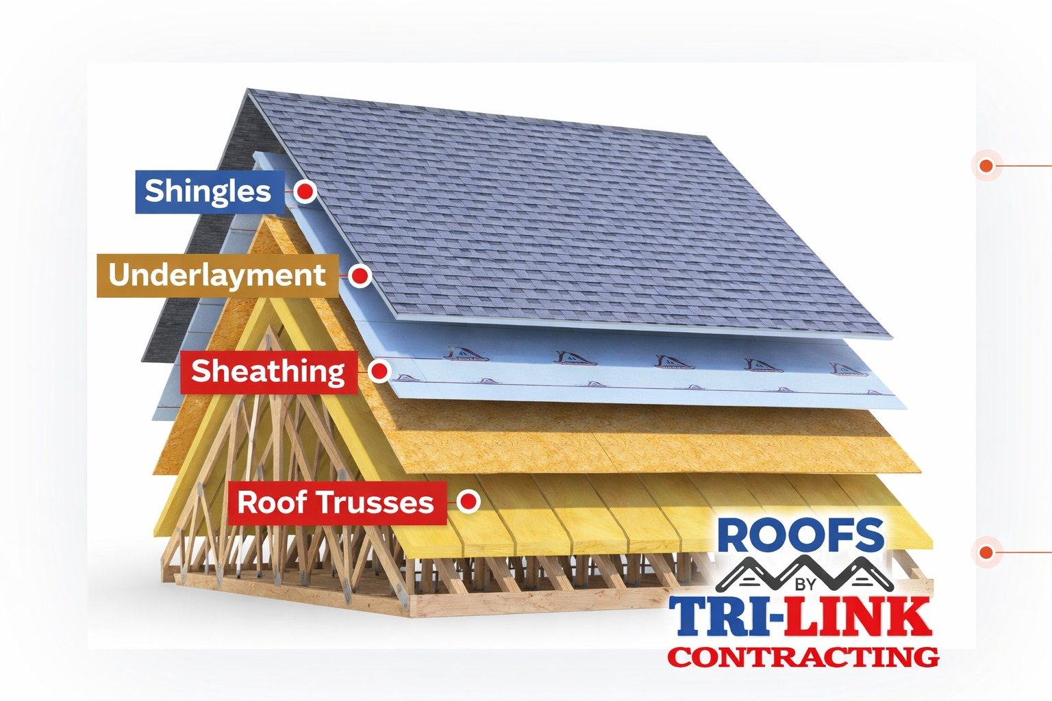 The four engineered layers of a Tri-Link residential roof