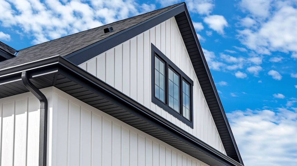 Black fascia with white vinyl soffit by Tri-Link