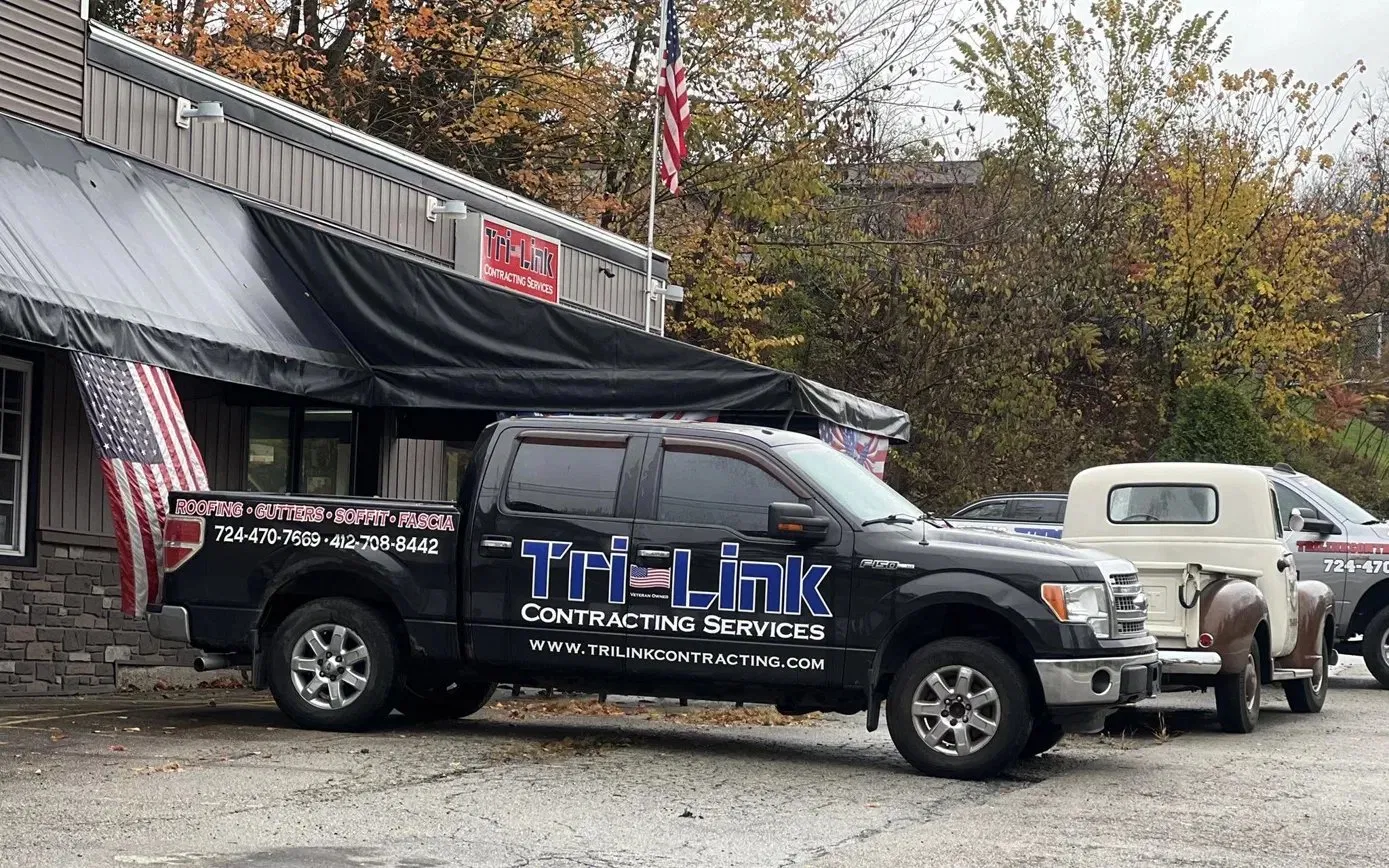 Tri-Link Contracting Services office and truck in Eighty Four PA - veteran owned local roofing company